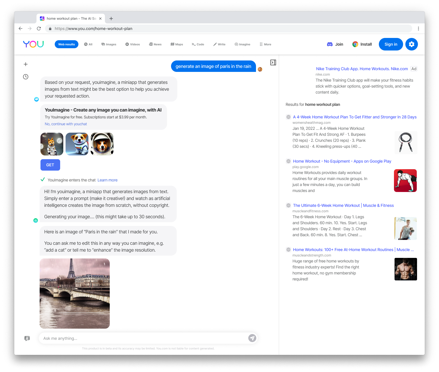 You.com product interface